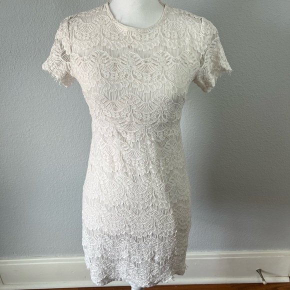 MINKPINK | Dresses | Minkpink White Delicately Detailed Lace Short Sleeve  Dress | Poshmark